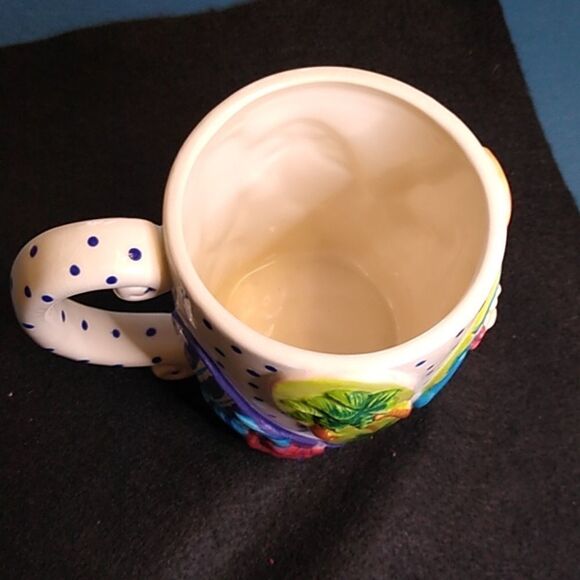 Flip Flop Sandals Stoneware Mug Blue Polk a dots/Flowers Cottagecore - Picture 4 of 7